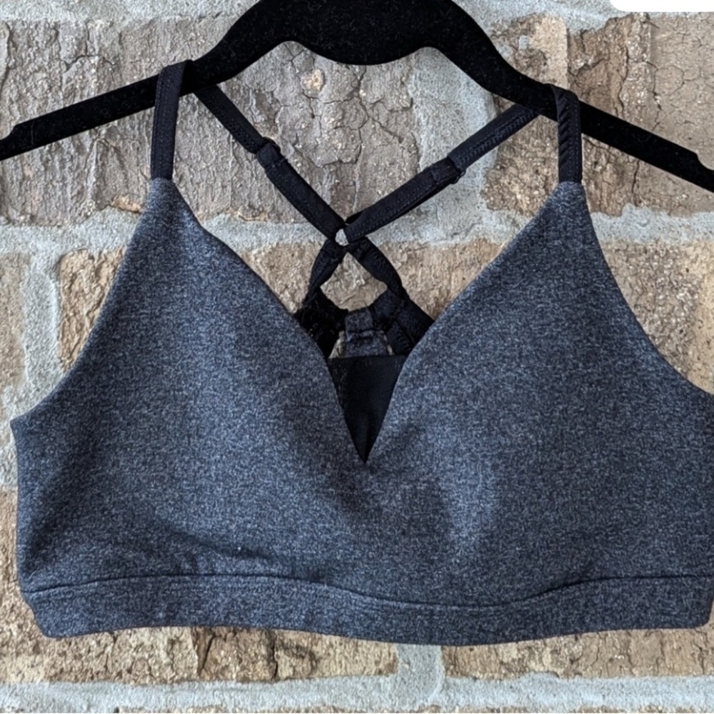 Beyond Yoga Charcoal Gray Racerback Low Impact Sports Bra Small Mesh